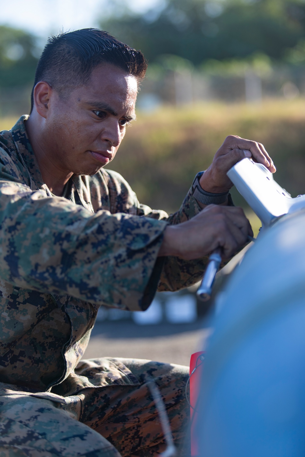 U.S. Marines build and inspect ordnance on Tinian