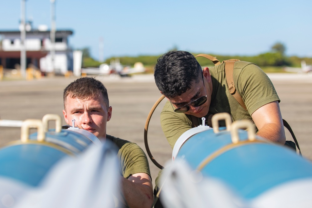 U.S. Marines build and inspect ordnance on Tinian