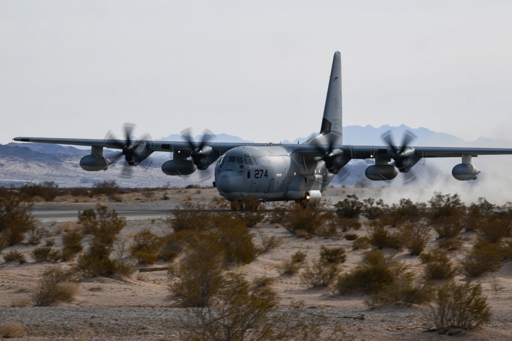 Japan-based KC-130Js continue assault landing zone exercise in California