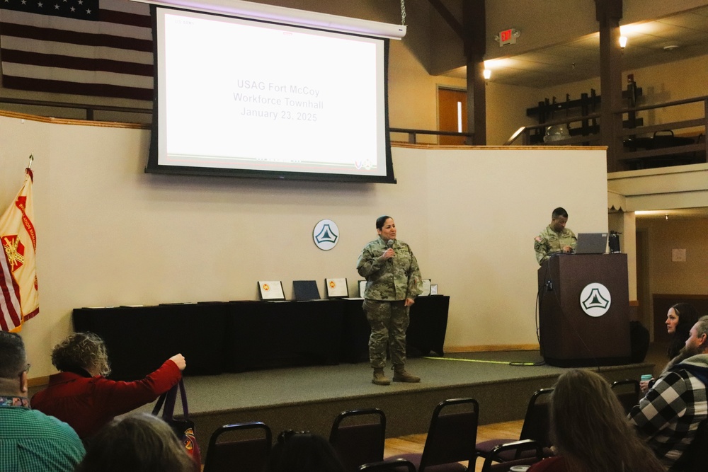 Fort McCoy Garrison commander, command team hold first town hall meeting for workforce for 2025