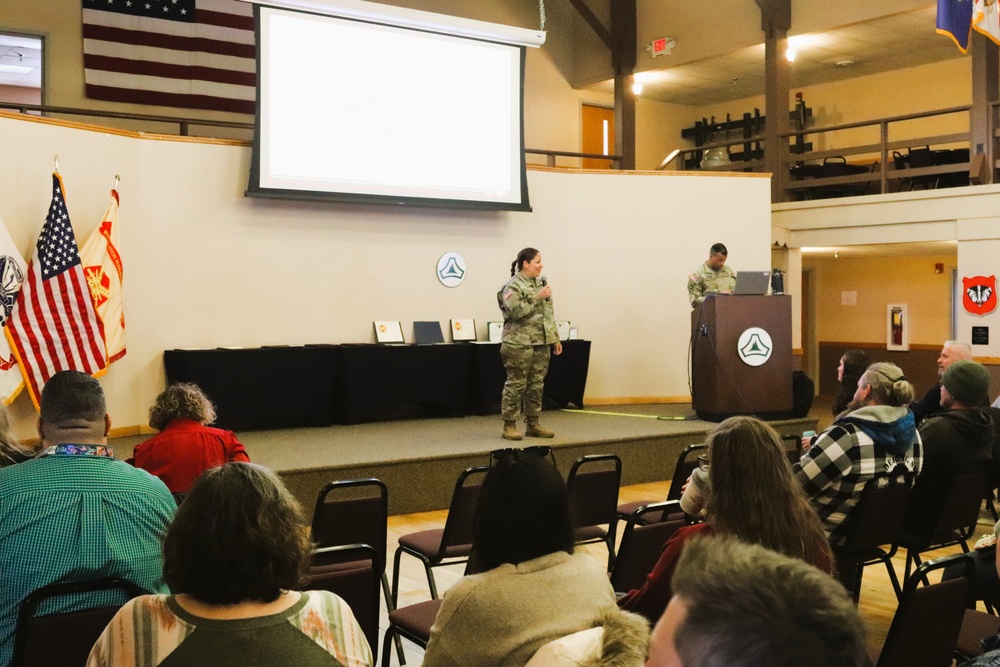 Fort McCoy Garrison commander, command team hold first town hall meeting for workforce for 2025