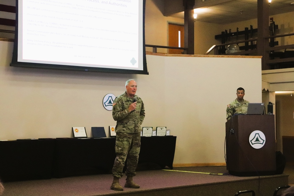 Fort McCoy Garrison commander, command team hold first town hall meeting for workforce for 2025