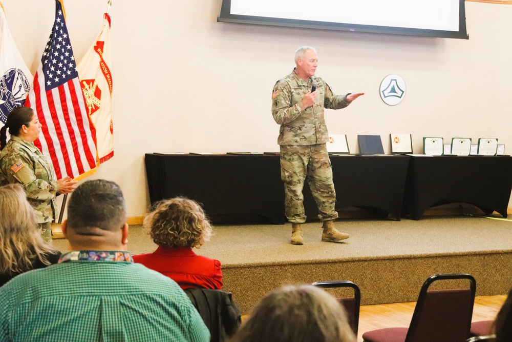 Fort McCoy Garrison commander, command team hold first town hall meeting for workforce for 2025