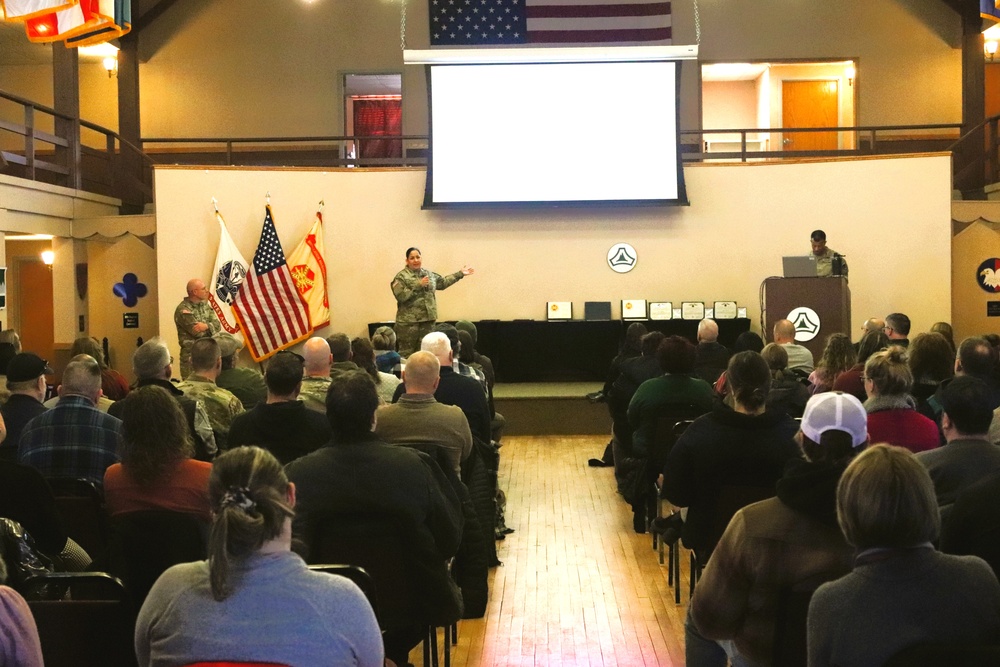 Fort McCoy Garrison commander, command team hold first town hall meeting for workforce for 2025