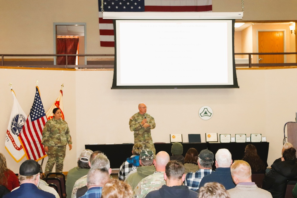 Fort McCoy Garrison commander, command team hold first town hall meeting for workforce for 2025