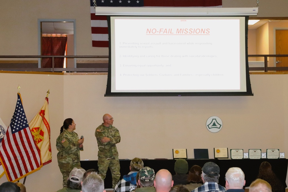 Fort McCoy Garrison commander, command team hold first town hall meeting for workforce for 2025