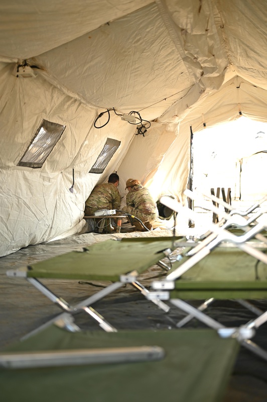 Mission Sustainment Team Members Set Up Emerald Warrior 25.1