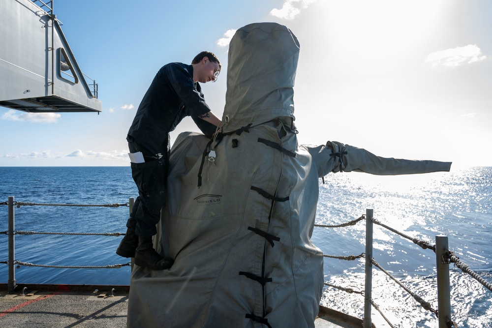 Nimitz Sailor Secures Equipment