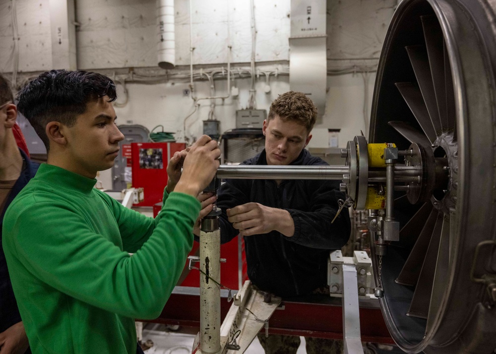 Nimitz Sailors Disassemble F-414 Jet Engine