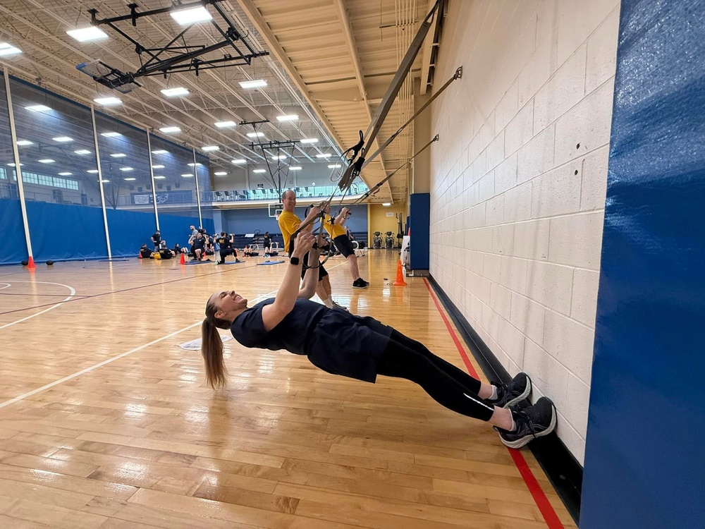 21JAN25 sailors of Navy Band Northeast participate in an All hands PT session