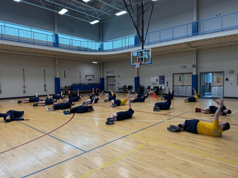 21JAN25 sailors of Navy Band Northeast participate in an All hands PT session