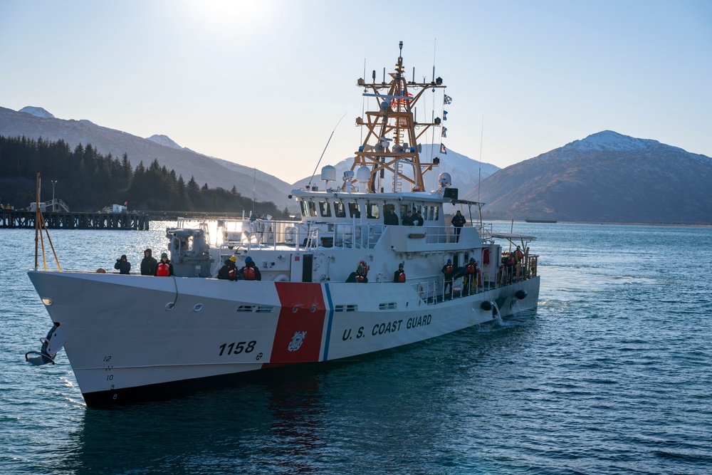 First of 3 new Coast Guard cutters arrives to homeport in Kodiak, Alaska