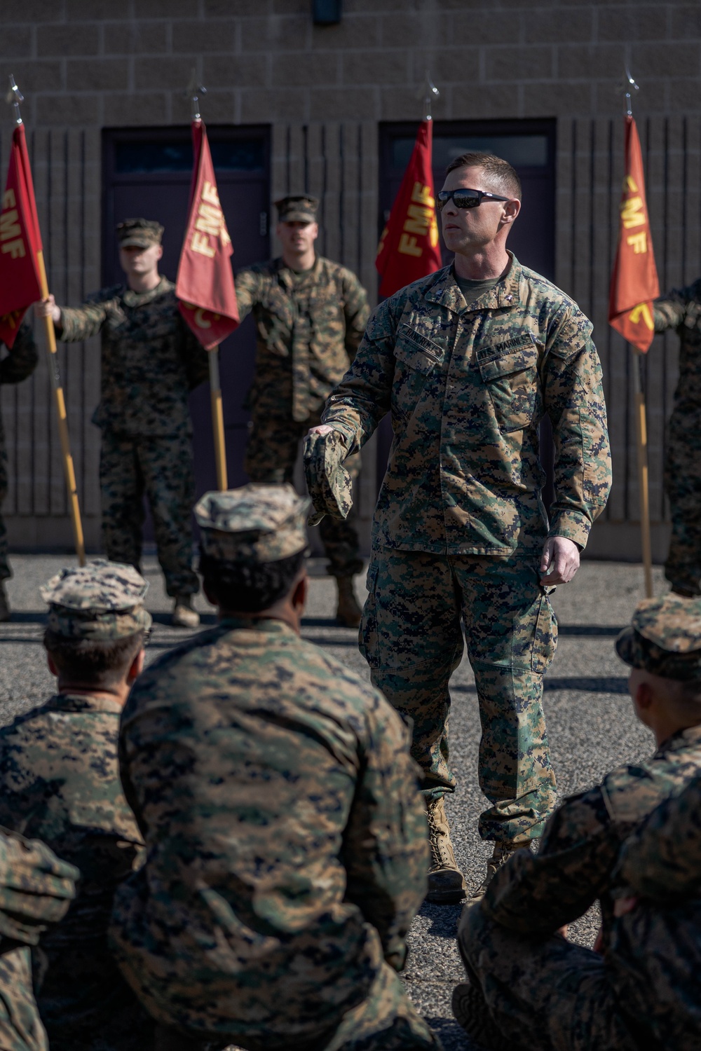 Master Gunnery Sergeant Johnson is presented the Purple Heart