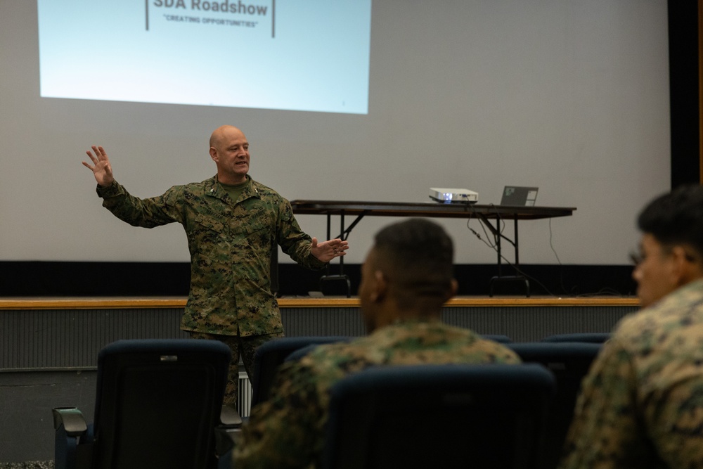 US Marines attend a special duty assignment brief
