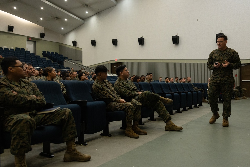 US Marines attend a special duty assignment brief