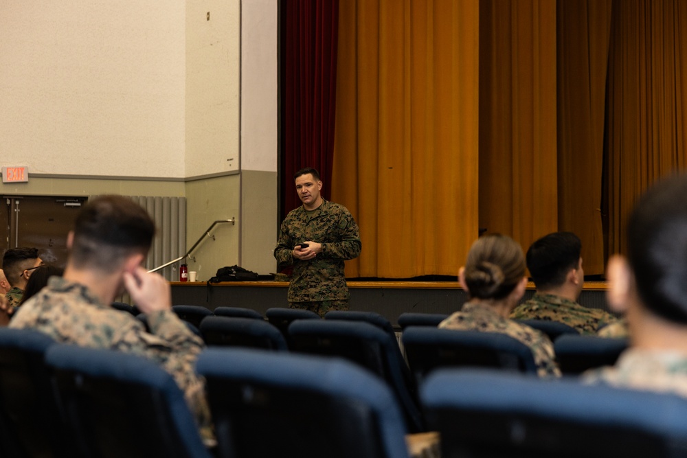 US Marines attend a special duty assignment brief