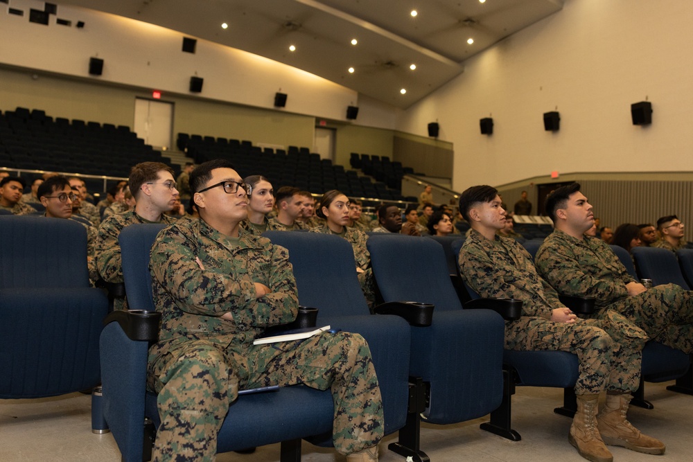 US Marines attend a special duty assignment brief