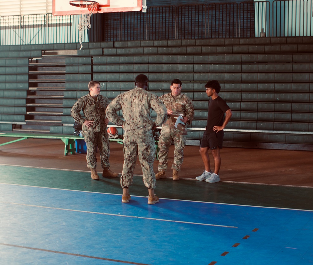 Seabees from Detail Yap joined forces with Oceania engagement team lead Major Orasio Leyva in conducting The Candidate Fitness Assessment (CFA) for local Yapese high school students.