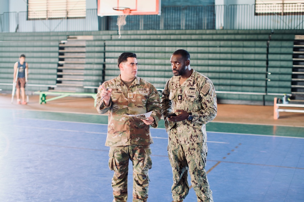 Seabees from Detail Yap joined forces with Oceania engagement team lead Major Orasio Leyva in conducting The Candidate Fitness Assessment (CFA) for local Yapese high school students.