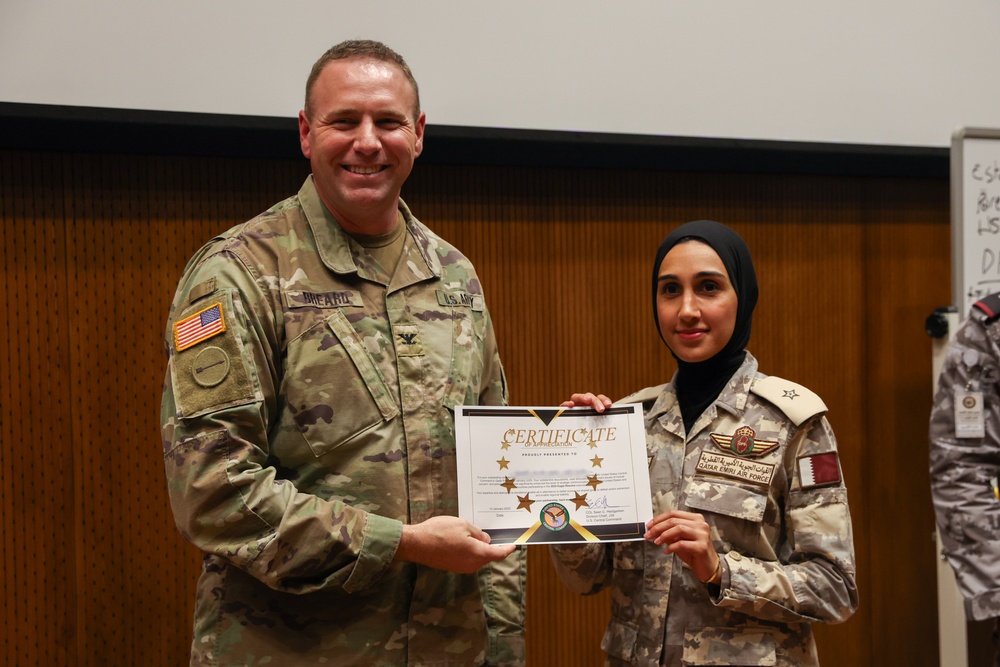 U.S. and GCC Eagle Resolve 2025 participants receive Information Operations Certificates of Appreciation from U.S. ER25 Exercise Director