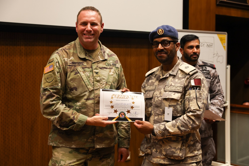 U.S. and GCC Eagle Resolve 2025 participants receive Information Operations Certificates of Appreciation from U.S. ER25 Exercise Director