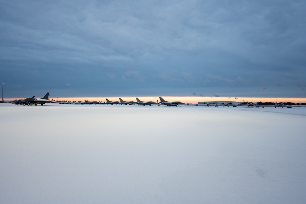 The snow covered airfield