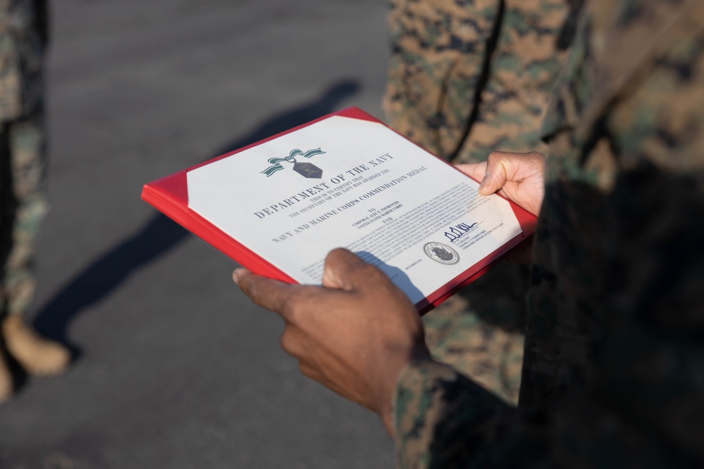 1st MLG Marine receives award for improving testing of communications gear