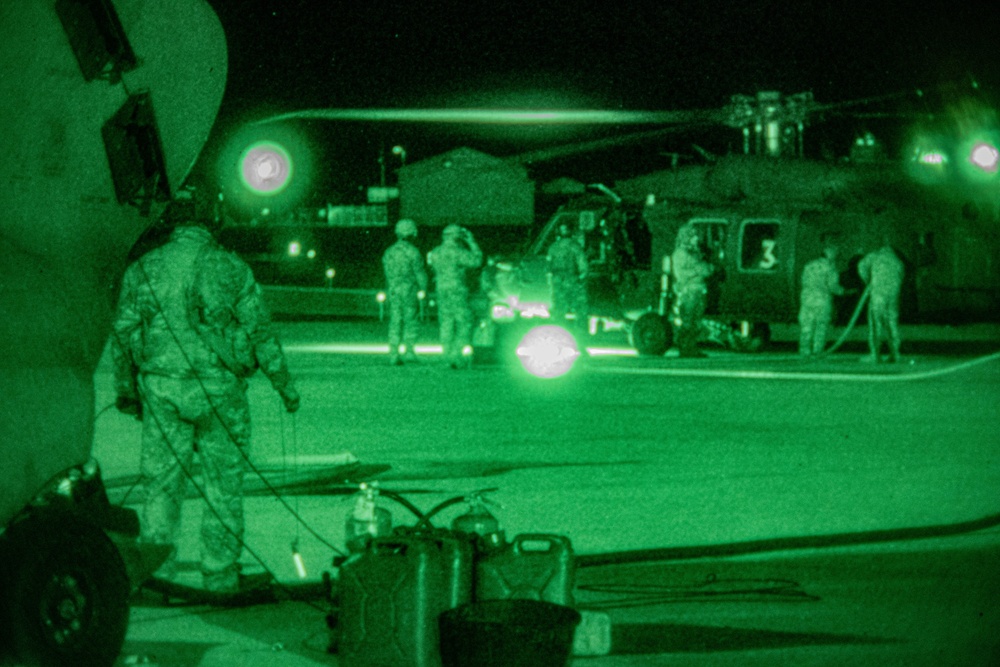 4th Combat Aviation Brigade Forward Arming Refuel Point Joint Operations with 160th Special Operations Aviation Regiment