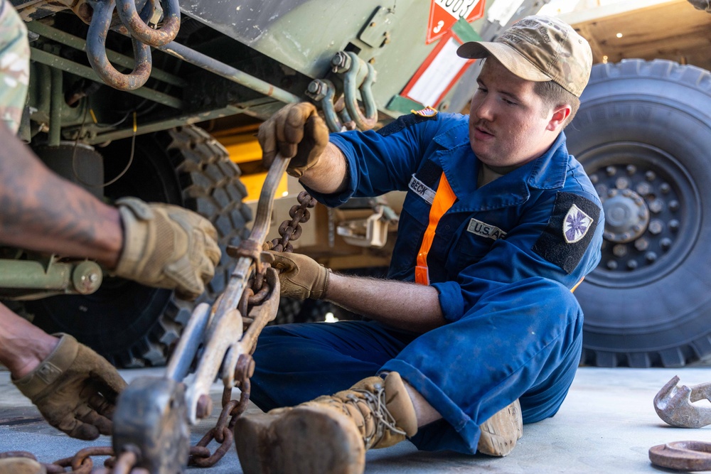 Army mariners transport military equipment to the island of Hawai’i