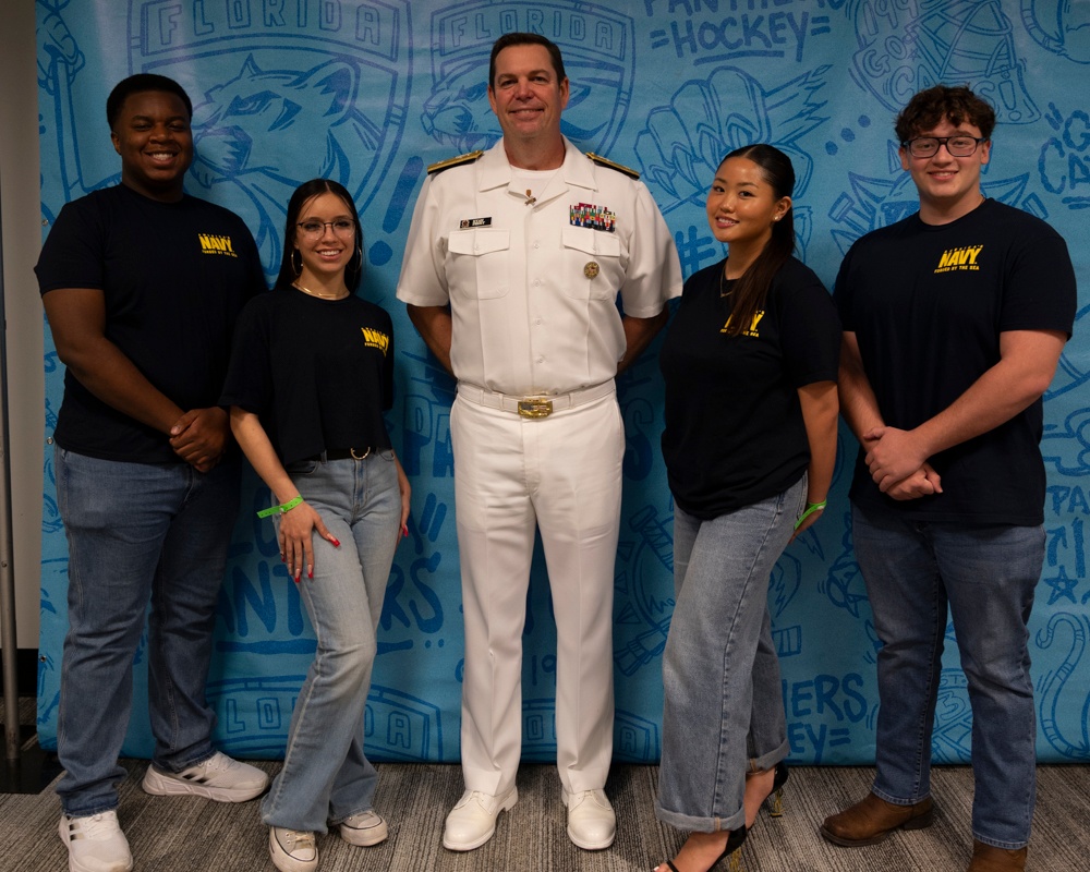 Four Future Sailors Swear In at Florida Panthers Game