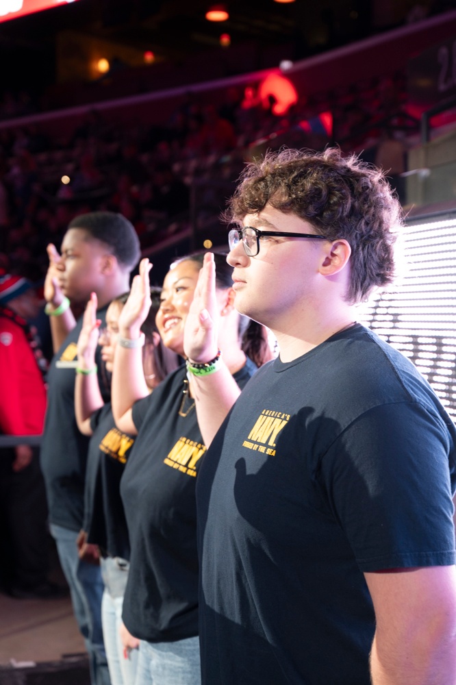 Four Future Sailors Swear In at Florida Panthers Game