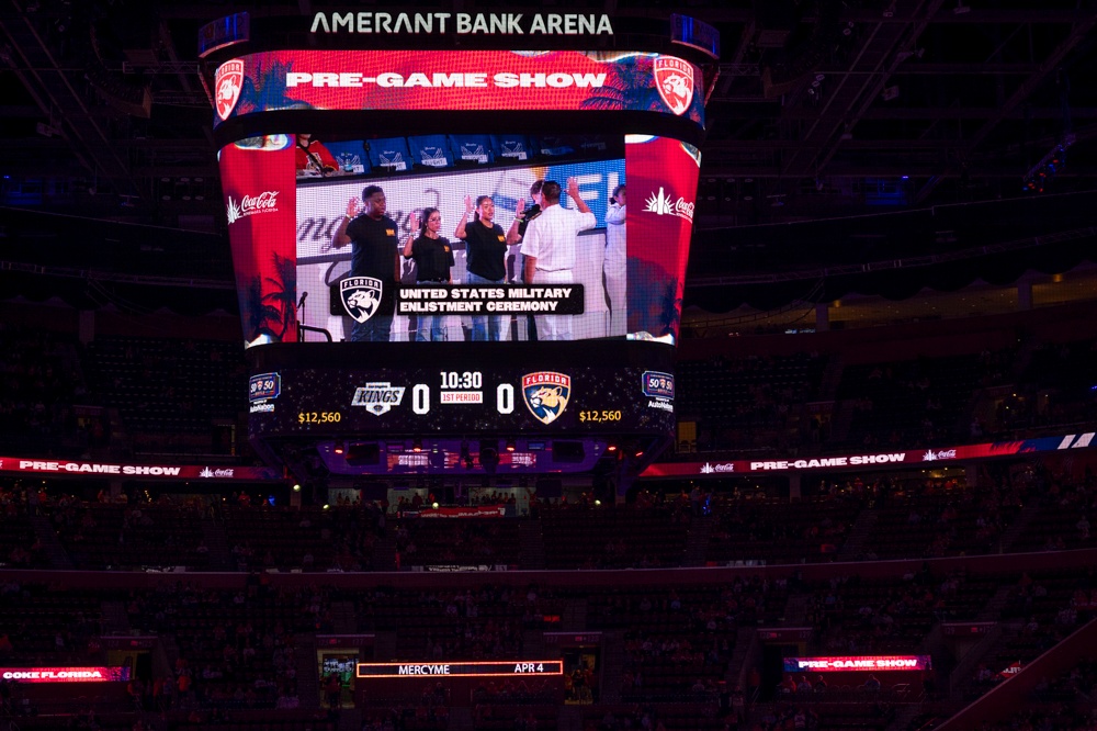 Four Future Sailors Swear In at Florida Panthers Game