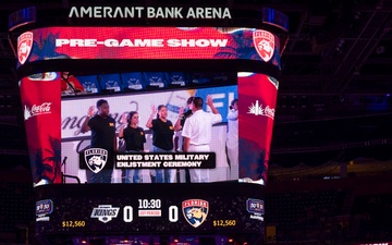 Four Future Sailors Swear In at Florida Panthers Game