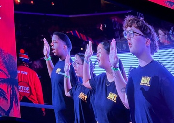 Four Future Sailors Swear In at Florida Panthers Game