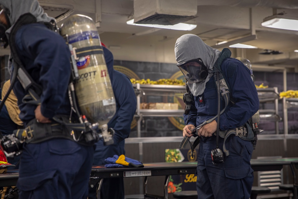 Damage Control Drill Onboard USS Iwo Jima