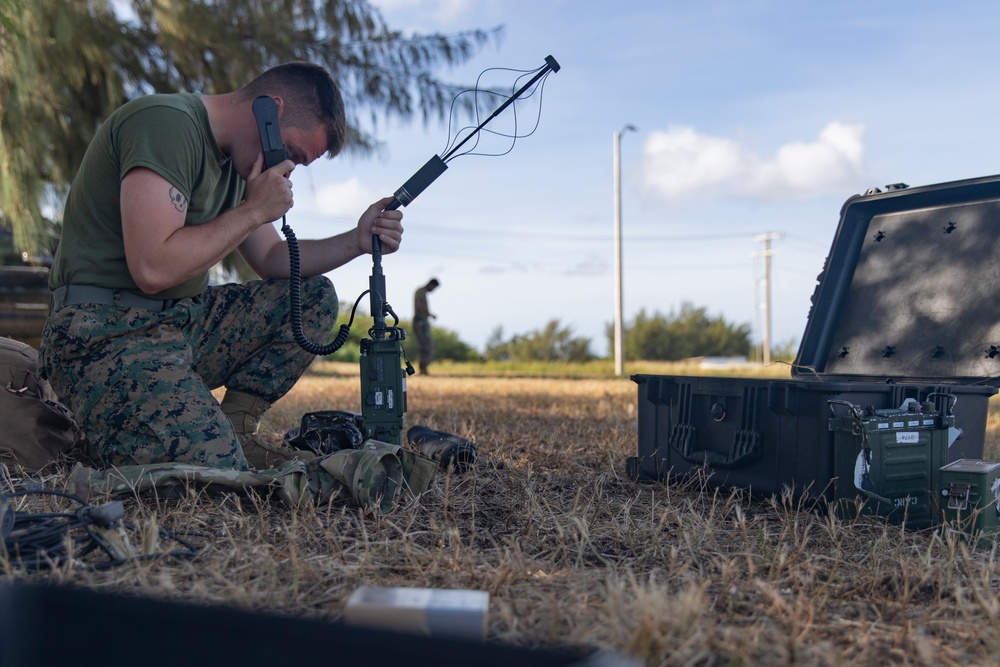 U.S. Marines establish radio communications from Tinian