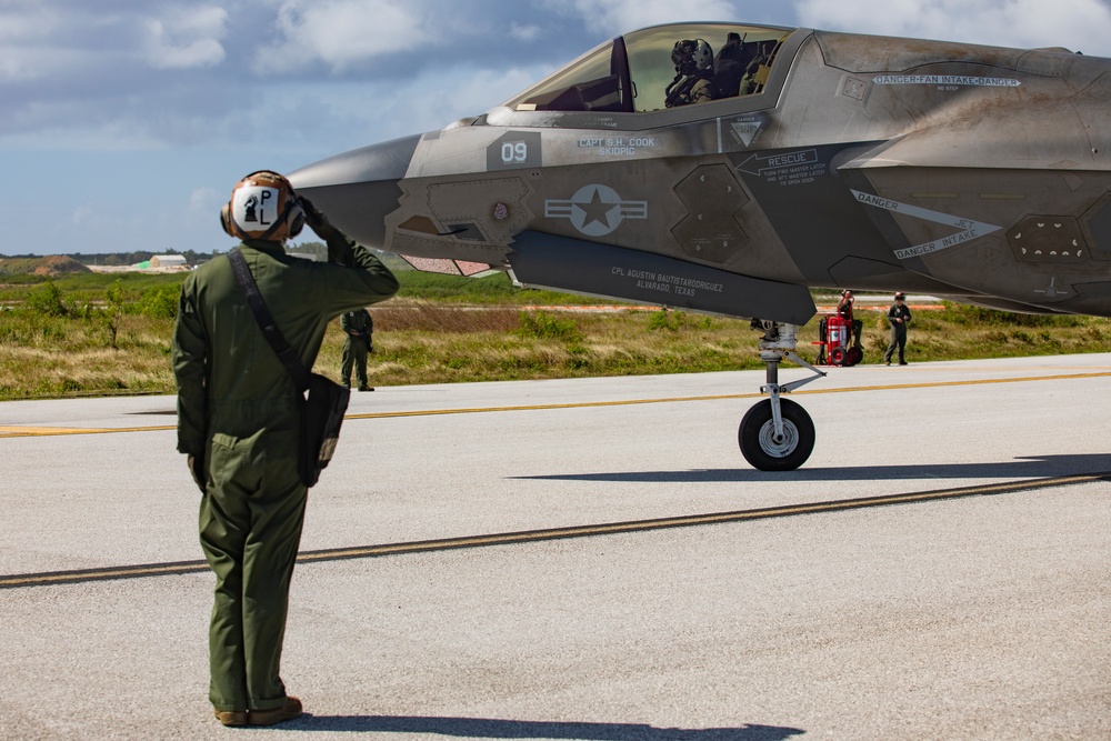 U.S. Marine Corps F-35Bs arrive at Tinian