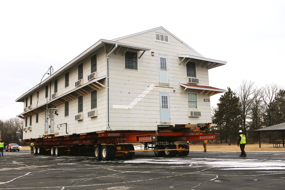 Contractors move first of five World War II-era barracks in 2025 at Fort McCoy