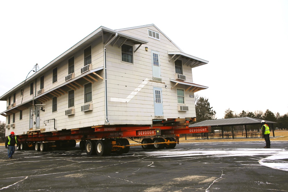 Contractors move first of five World War II-era barracks in 2025 at Fort McCoy