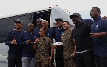 NFL Hall of Famers meet U.S. Marines with 3d Littoral Anti-Air Battalion and Marine Aviation Logistics Squadron 24