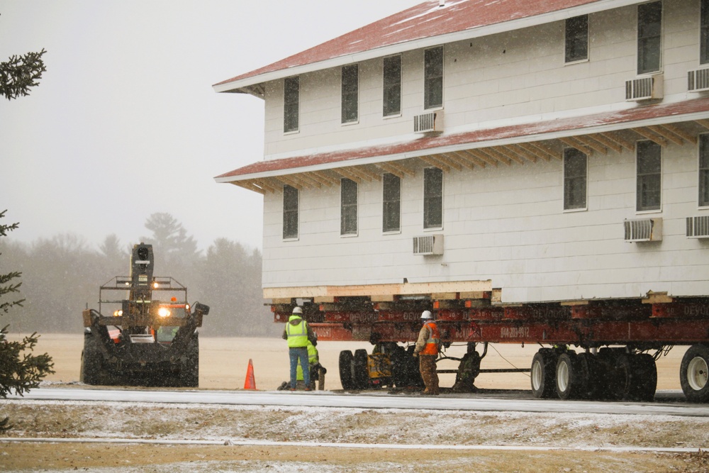 Contractors move first of five World War II-era barracks in 2025 at Fort McCoy