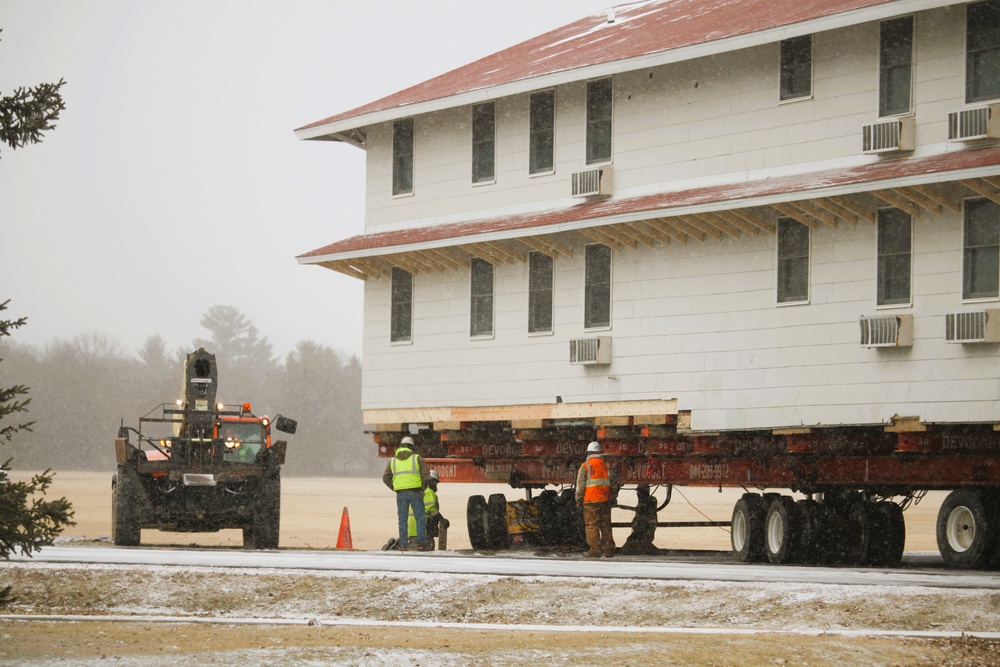 Contractors move first of five World War II-era barracks in 2025 at Fort McCoy