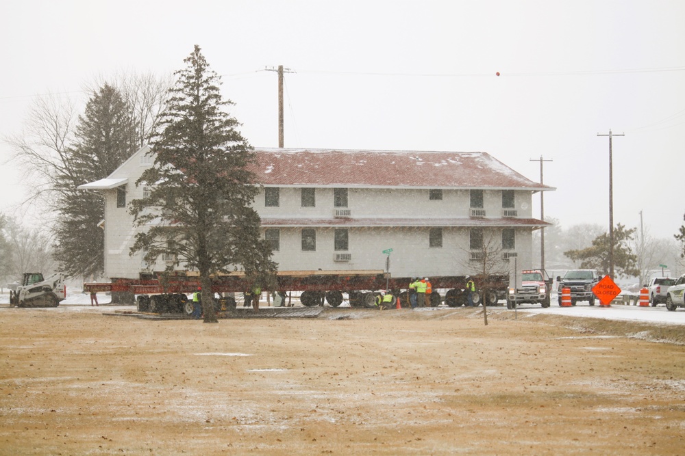 Contractors move first of five World War II-era barracks in 2025 at Fort McCoy