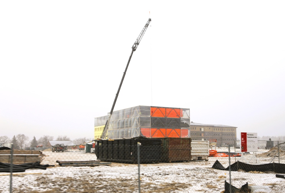 January 2025 barracks construction operations for East Barracks Project at Fort McCoy