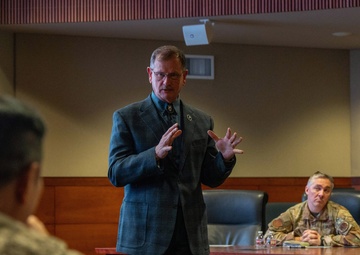 Mongolian Defense Minister meets Ted Stevens Center Director during visit to JBER to strengthen security cooperation