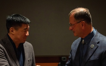 Mongolian Defense Minister meets Ted Stevens Center Director during visit to JBER to strengthen security cooperation