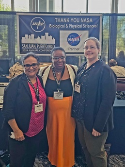 Dr. Aarti Gautam, Stacy Ann Miller, and Allison Hoke attend the 40th annual American Society for Gravitational and Space Research.