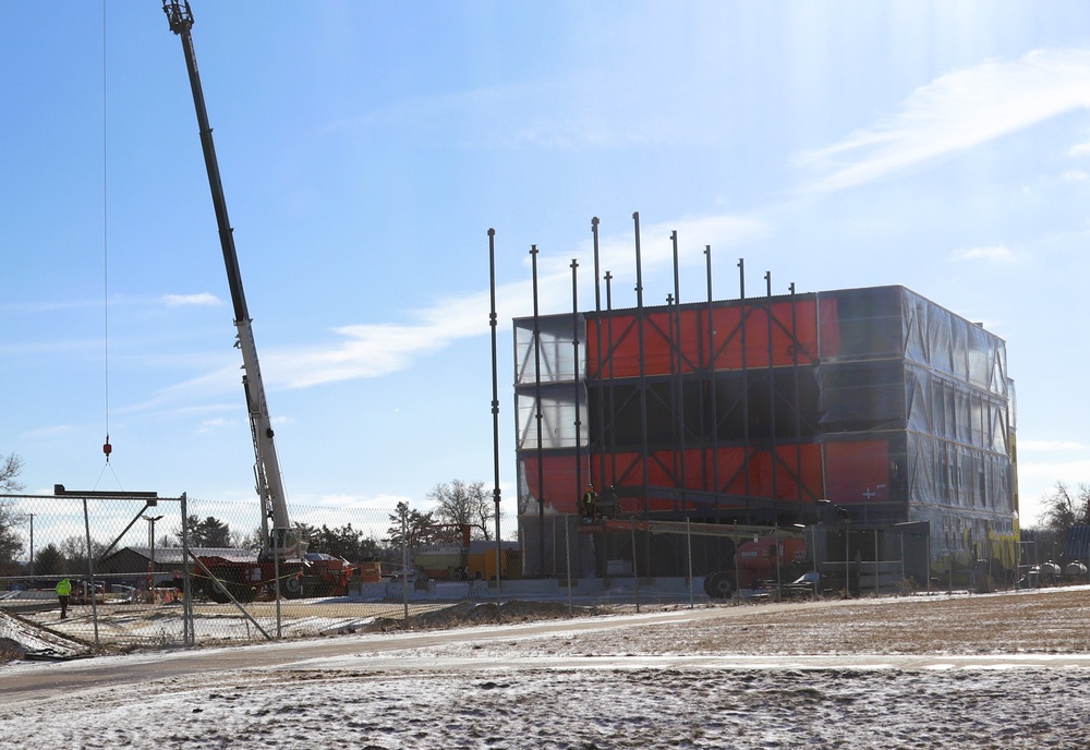 January 2025 barracks construction operations for East Barracks Project at Fort McCoy