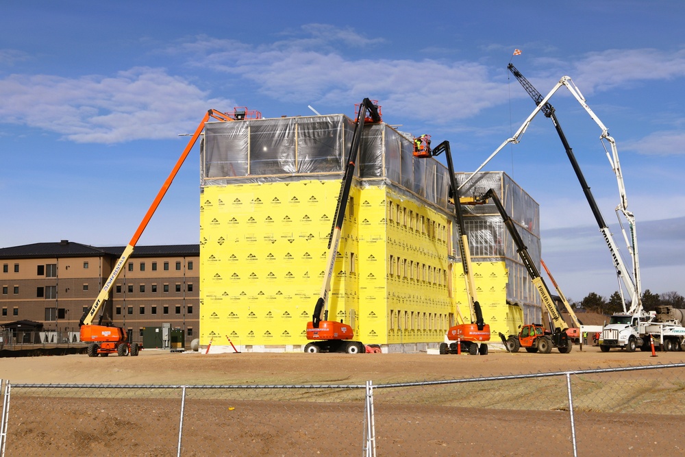 January 2025 barracks construction operations for East Barracks Project at Fort McCoy