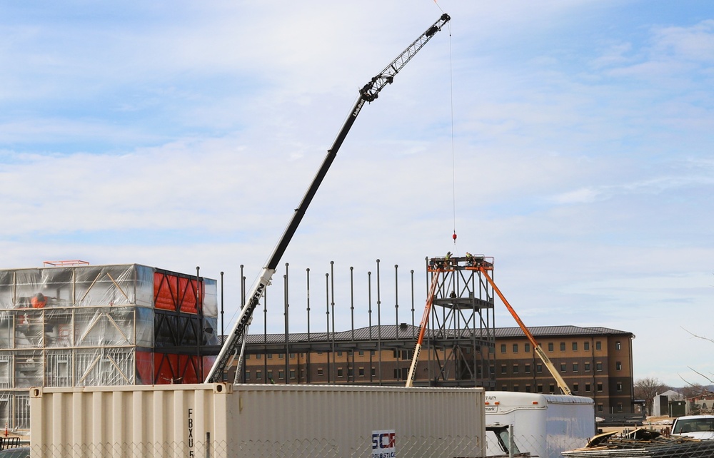 January 2025 barracks construction operations for East Barracks Project at Fort McCoy